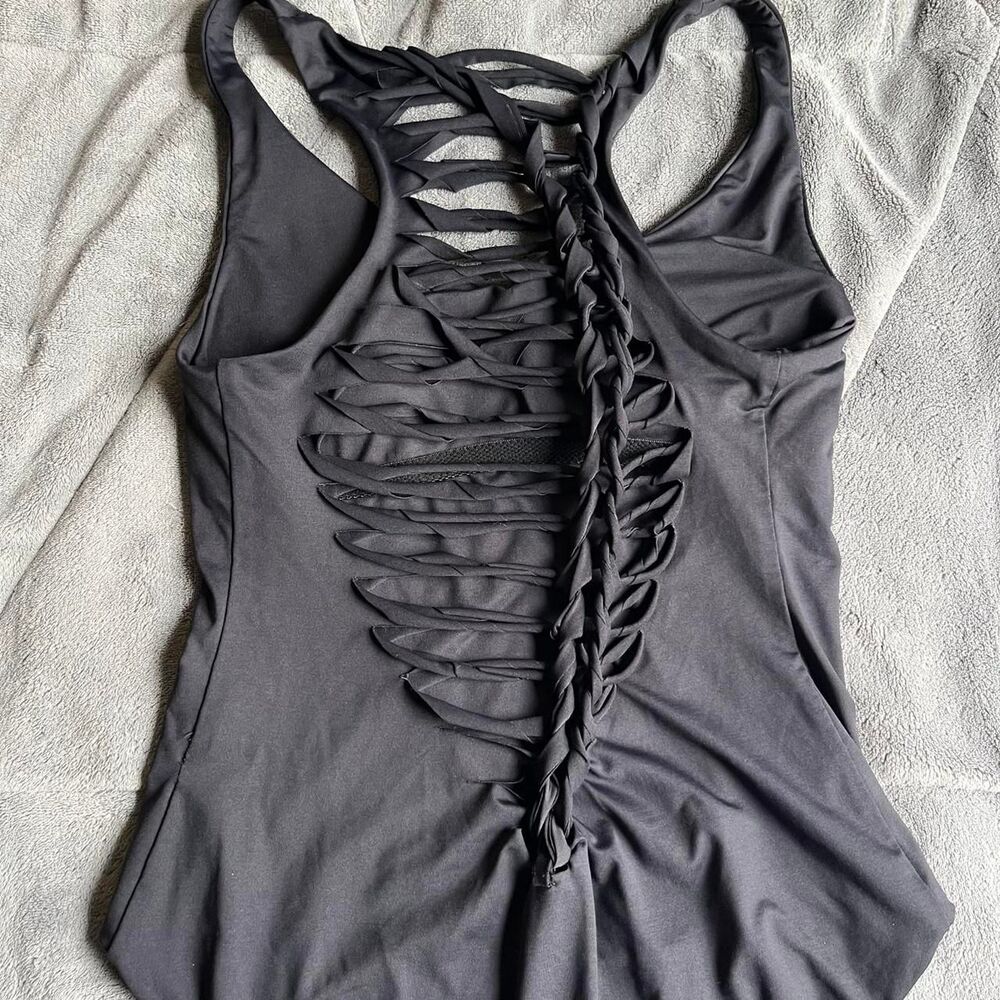 Becca by Rebecca Virtue black one piece swimsuit with cut-out back size large - Picture 3 of 8